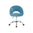 thumbnail image 2 of Chaise de Bureau à Domicile Milo à Hauteur Réglable en Velours Bleu en Microfibre, 2 of 10