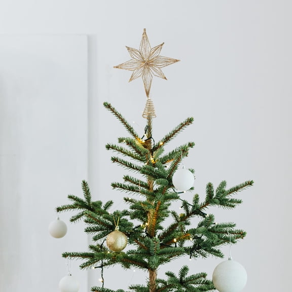 Luxshiny Lighted Xmas Tree Star Topper in Golden Color for Charming Christmas Tree Display