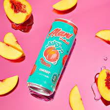 Alani Nu Energy Drink Juicy Peach Flavor 12 fl oz Cans, 8 Pack Low Calorie Sugar Free Energy Beverage