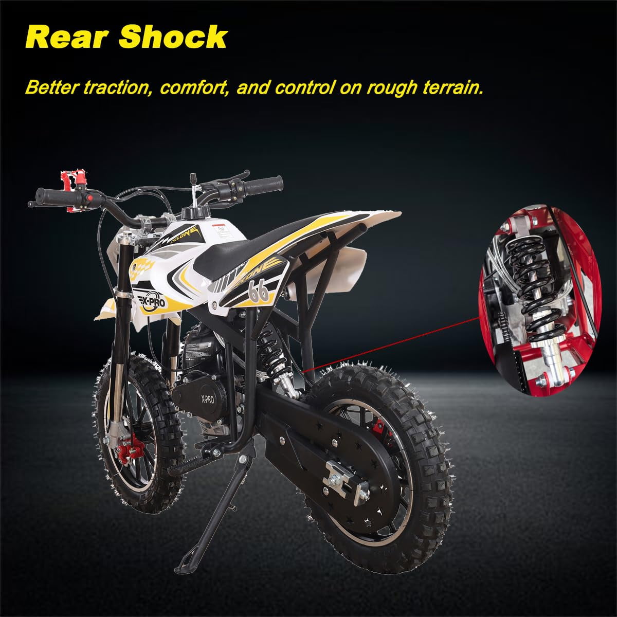 X-Pro Brand New Cyclone 40cc Gas Pit Dirt Bike, 4 Stroke Mini Bicycle for Kids with Pull Start