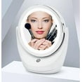 thumbnail image 3 of Round Makeup Mirror - Tabletop Mirror with LED Light and 5x Magnification - 360 Rotating Makeup Mirror，19.5*16.8*7.7cm, 3 of 4