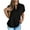 Black, variant on Plus Size Tops for Women V-neck Solid Color Short Sleeved Casual Loose T-shirt Light Blue 2XL