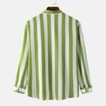 thumbnail image 4 of IROINNID Deals Long Sleeve Shirts for Men Comfy Winter Single Side Pocket Stand Collar Striped Shirt Top,Green, 4 of 9