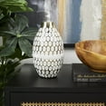thumbnail image 2 of DecMode 10" Geometric Dot Gold Metal Vase with White Accents, 2 of 10