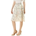 thumbnail image 4 of Unique Bargains Women's Floral Print Flowy Tiered Ruffle Skirt White L, 4 of 7