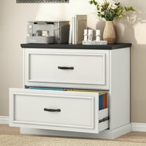 Vabches Farmhouse 2 Drawer File Cabinet, Office Filing Cabinet Nightstand with Metal Handles for Home Office