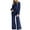 Dark Blue, variant on RYRJJ Women's Two Piece Set Cropped Pullover Top and Wide Leg Pants Lounge Sweater Sets Fall Knit Sweatsuits Cozy Trendy Outfits(Brown,L)