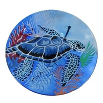 18-in H Glass Birdbath with Turtle Accent and Metal Stand