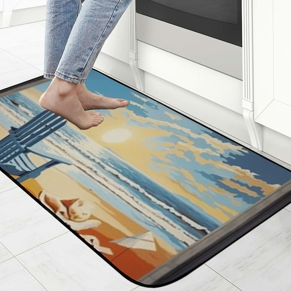 PHYHOO Summer Coastal Beach Door Mat, Ocean Cottage Shell Welcome Doormat Decorative Home Floor Mat, Non Slip Rubber Back and Water Absorption for Outdoor Indoor Entrance Decor 19.68*47.24 in