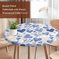 thumbnail image 4 of Valentine's Day Round Tablecloth, Fitted Table Cover with Elastic for 55"-60" Round Tables, Blue Heart Love Modern Romantic Minimalist Table Cloth Outdoor Indoor Dinning Party Waterproof Tablecloths, 4 of 7