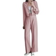 thumbnail image 2 of Jalioing Suit Sets for Women Office Outfits Lapel Open Front Blazer High Rise Straight Palazzo Pants Elegant Suits (X-Large, Pink), 2 of 9