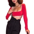 thumbnail image 3 of Txlixc Blusa de nueve puntos de color sólido para mujeres, camiseta de verano con cuello cuadrado de manga larga Txlixc  moda, 3 of 4