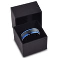 thumbnail image 3 of P. Manoukian Tungsten Wedding Band Ring 6mm for Men Women Black Blue Center Line Stepped Edge Brushed Lifetime Guarantee Size 7, 3 of 4
