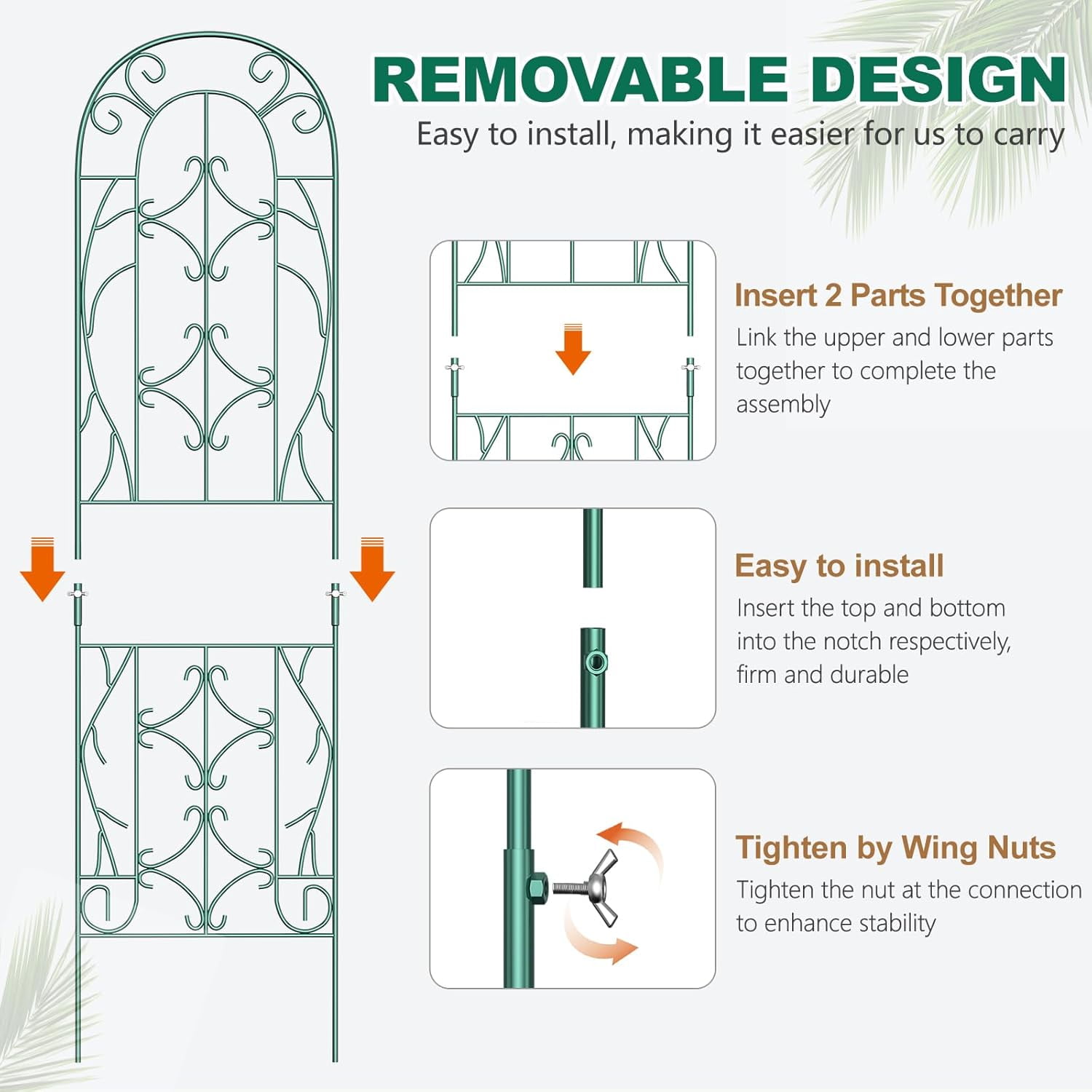 Slsy 4 Pack Metal Garden Trellis for Cllimbing Plants Outdoor, Flowers Tomato Cucumber Rose Vines Vegetable, Metal Coated Rustproof Garden Trellis for Patio, 60" x 16"