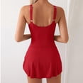 thumbnail image 2 of FRSASU Robe de Bain une Pièce pour Femme, Maillot Plissé avec Jupe, Contrôle du Ventre, Robe de Bain, Maillot de Bain Rouge TG(TG), 2 of 3