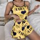 thumbnail image 2 of Gibobby Pijamas Mujer Verano Sexy Etiqueta personalizada Cuerda Pijama informal Leche Camisones de seda Pijamas vestido de noche con volantes(Amarillo,M), 2 of 4