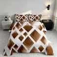 thumbnail image 2 of Manfei Watercolor Diamond Geometric Full Size Comforter Sets, Gold Metalic Bedding Comforter Set, Brown White, Reversible 3 Pieces, 1 Comforter and 2 Pillowcases, 2 of 6