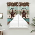 thumbnail image 5 of Teal Brown Texas Star Kitchen Window Curtains, Swag Curtains Valance for Bedroom Living Room Bathroom, Farmhouse Country Wooden Rod Pocket Window Treatment Curtain Block Drapes 2 Panels 36"x45", 5 of 9