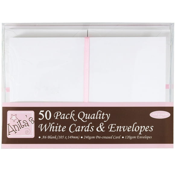 Cartes d'Anita avec Enveloppes A6 50/pkg-Blanc