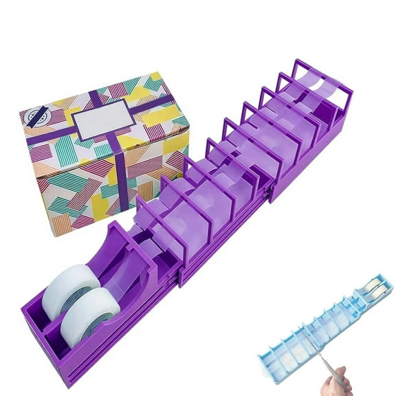 18 Strip Tape Dispenser, Portable Foldable Dual Roll Tape Dispenser, Prepares 18 Tape Strips Fast, Blade-Free, Compact & Heavy-Duty, Tape Dispenser for Wrapping and Masking Tape