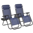 thumbnail image 1 of JUMMICO Chaise Zéro Gravité Patio Extérieur Inclinable Réglable Chaise Pliante Chaise de Pelouse Chaise Longue pour Terrasse Plage Cour et Plage avec Coussins Ensemble de 2 (Bleu Foncé), 1 of 4