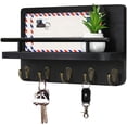 thumbnail image 1 of Key Hanger for Wall with Shelf - Decorative Key and Mail Holder with 5 Key Hooks - Mail Holder for Wall with Key Hooks - Wood Key Holder for Wall with Shelf - Rustic Key Organizer for Wall - Black, 1 of 5