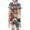 thumbnail image 1 of Easygdp Playful Cat para Vestido Transpirable de Mujer, Vestido Suelto de Manga Corta con Pliegues y Bolsillos para el Verano, 1 of 6