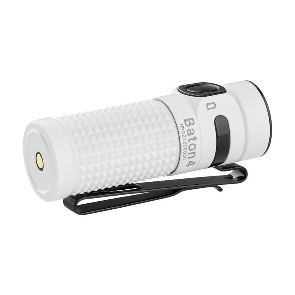 Olight Baton 4 Premium White Rechargeable Flashlight w/Charging Case, 1300 Lum