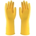 thumbnail image 1 of 3 pares de guantes domésticos reutilizables, guantes de goma para lavar platos, grosor extra, mangas largas, limpieza de cocina, trabajo, pintura, (talla M, amarillo), 1 of 5