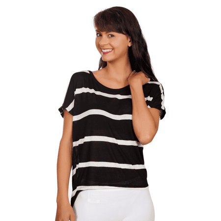 Cap Sleeve Tie - Womens Basic Casual Cap Short Sleeve Loose Fit Crew Neck Tee Shirt