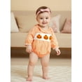 thumbnail image 6 of Rovasas Baby Girl Plaid Romper Pumpkin Embroidery Long Sleeve Bubble Jumpsuit, 6 of 9