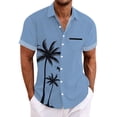 thumbnail image 2 of LRGSHF Short Sleeve&nbsp;Button Down Shirts for&nbsp;Men Palm Tree Tops Summer Casual Soft Tropical Beach Blouse with Chest Pocket Breathable Lightweight Vacation Shirt, 2 of 5