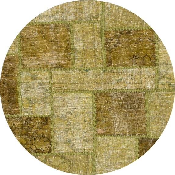 Ahgly Company Machine Washable Indoor Round Abstract Dark Bisque Brown Area Rugs, 5' Round