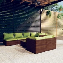 vidaXL 8 Piece Patio Lounge Set with Cushions Brown Poly Rattan