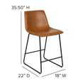 thumbnail image 6 of Flash Furniture Reagan 24" LeatherSoft Counter Height Stools with Footrest, Set of 2, Light Brown, 6 of 15