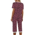 thumbnail image 5 of SwiftWear Women's Relaxed 2 Piece Summer Cheetah Print Pajamas Set V-neck Top with Vibrant Prints, Elastic Waist Capris (Functional Pockets) Sleepwear & Loungewear, 5 of 9