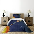 thumbnail image 4 of Ambesonne Space Quilted Coverlet 2 Pcs, Solar System with Sun, Twin Size, Dark Blue Orange, 4 of 5