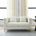 thumbnail image 2 of Chesterfield Teddy Fabric Upholstered Sofa Couch Loveseat with Pillows and Metal Legs for Living Room Office Apartment, 2 of 12
