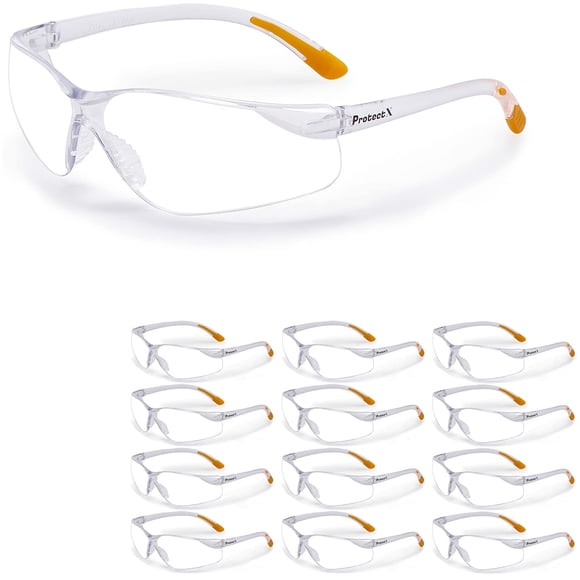 Gafas de seguridad ProtectX, paquete de 12, antivaho y resistentes a los arañazos