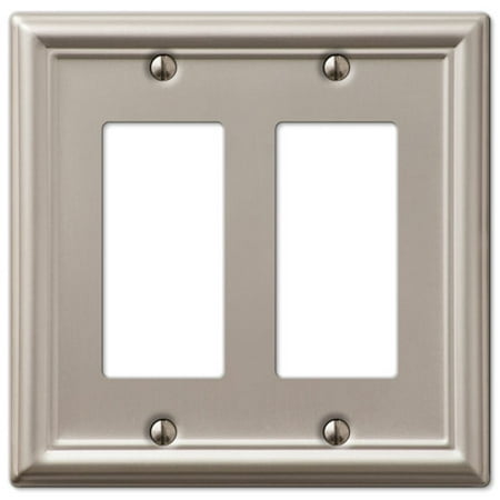 Double Gfci Solid Brass - Double GFCI Rocker 2-Gang Decora Wall Switch Plate, Brushed Nickel