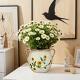 thumbnail image 5 of BUYMAX 6 inch Rustic Ceramic Planter with Handles, Embossed Sunflower Pot, Vintage Crackle Glaze Flower Container for Home & Garden Décor, 5 of 8