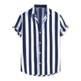 thumbnail image 5 of MODA NOVA Big & Tall Men's Stripe Shirt Short Sleeved Button Down Shirt Navy Blue LT, 5 of 6