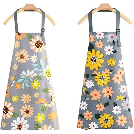 

Kitchen Aprons for Women 2 Pack Adjustable Waterproof Cooking Apron with Pockets Chef Aprons for Kitchen Baking Gardening BBQ 2pcs