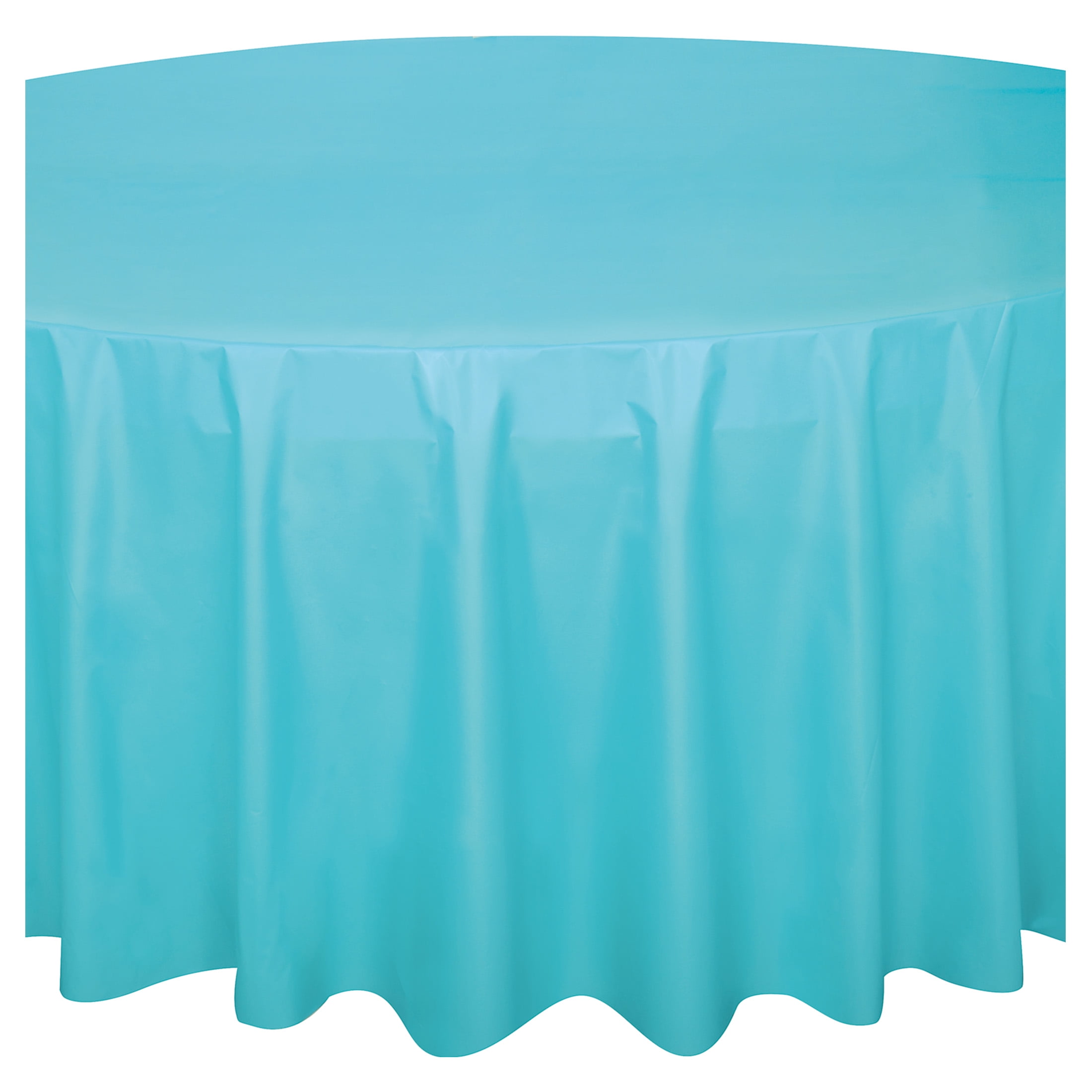 Way to Celebrate! Teal Plastic Round Tablecloths, 84in, 2ct