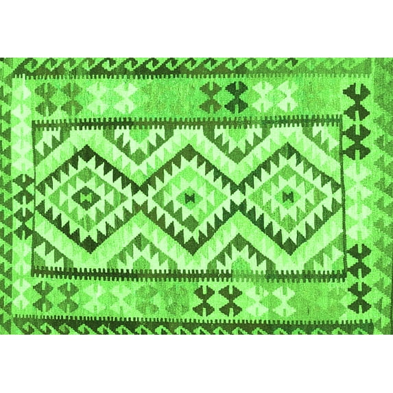 Ahgly Company Indoor Rectangle Southwestern Green Country Area Rugs, 2' x 3'