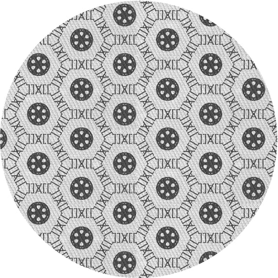 Ahgly Company Machine Washable Indoor Round Transitional Platinum Gray Area Rugs, 5' Round