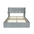 thumbnail image 4 of Gray Full Size Bed With Advanced Hydraulic Lift Storage, Wingback Headboard, Ports, Bedroom Furniture Gas Storage System,, 4 of 6