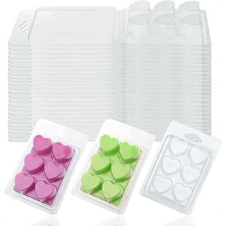  50 Packs Wax Melt Clamshells Molds,Wax Melt Containers,6 Cavity  Clear Plastic Cube Tray for Wickless Wax Melt Candles