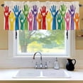 thumbnail image 6 of Cartoon Colorful Hands Window Valance for Kitchen, Cute Watercolor Hands with Love Heart Linen Rod Pocket Short Curtain for Small Windows, Light Filtering Decorative Valance, 42 x 18 Inch, 1 Panel, 6 of 9