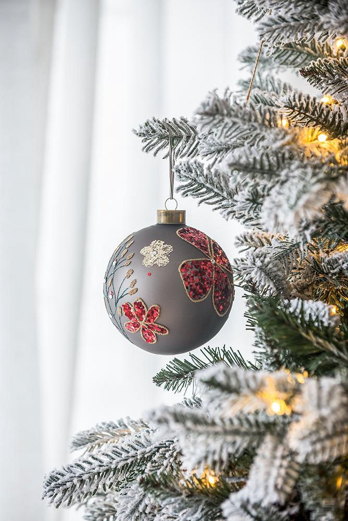 Set of 4 Glass Christmas Ball Ornaments with Glitter and Painting Design by Riccardo Tree Decor